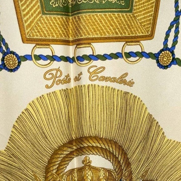 HERMES Carre 90 100% Silk Square Scarf POSTE ET CAVALERIE - Picture 14 of 16